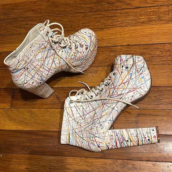Jeffrey Campbell Lita Paint Splatter Ankle Boots - Picture 2 of 5